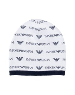 Вязаная шапка с принтом логотипа Emporio armani kids