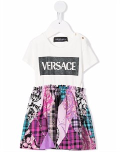 Пальто в технике пэчворк с логотипом Versace kids