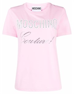 Футболка с кристаллами и логотипом Moschino