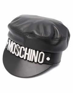 Кожаная фуражка с логотипом Moschino