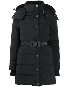 Короткий пуховик с капюшоном и поясом Burberry