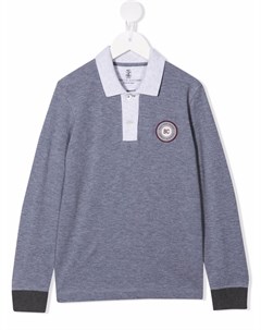 Рубашка поло с длинными рукавами и логотипом Brunello cucinelli kids