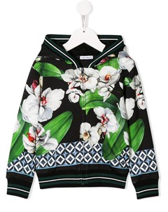 Худи на молнии с цветочным принтом Dolce & gabbana kids