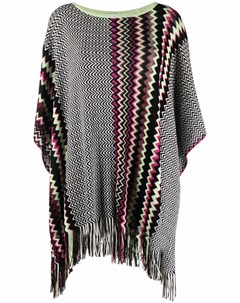 Пончо с бахромой и узором зигзаг M missoni