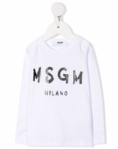 Футболка с длинными рукавами и логотипом Msgm kids