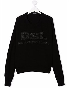 Джемпер вязки интарсия с логотипом и блестками Diesel kids