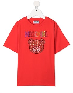 Футболка с круглым вырезом и логотипом со стразами Moschino kids