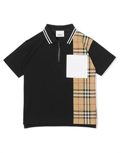 Рубашка поло на молнии со вставкой в клетку Vintage Check Burberry kids