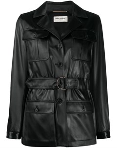 Однобортное пальто с поясом Saint laurent