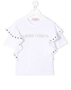 Футболка с оборками на рукавах Alberta ferretti kids