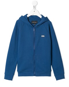 Худи на молнии с нашивкой логотипом Emporio armani kids