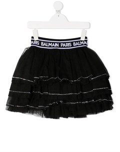 Ярусная мини юбка из тюля Balmain kids