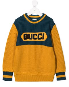 Джемпер с круглым вырезом и нашивкой Gucci kids