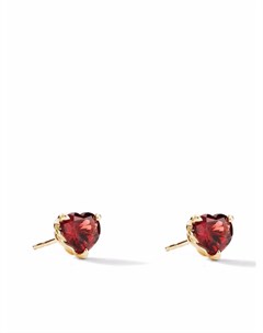 Серьги гвоздики Heart из желтого золота с гранатами David yurman