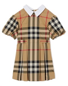 Клетчатое платье с объемными рукавами Burberry kids