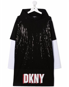 Платье с капюшоном и пайетками Dkny kids