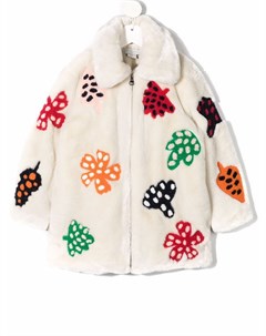 Шуба из искусственного меха с вышивкой Spotty Leaves Stella mccartney kids