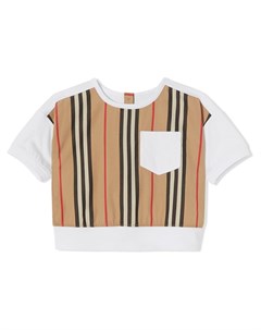 Футболка со вставками в полоску Icon Stripe Burberry kids