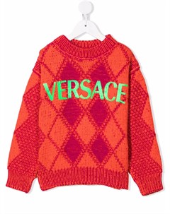 Джемпер с узором аргайл и логотипом Versace kids