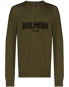 Джемпер вязки интарсия с логотипом Balmain