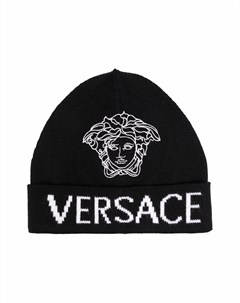 Шапка вязки интарсия с декором Medusa Versace kids