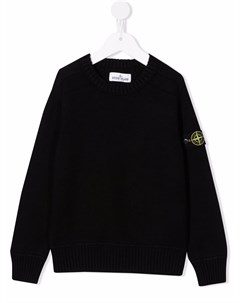 Джемпер с круглым вырезом и нашивкой логотипом Stone island junior