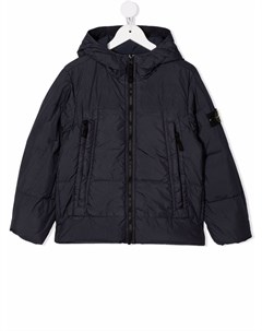 Пуховик на молнии с капюшоном Stone island junior