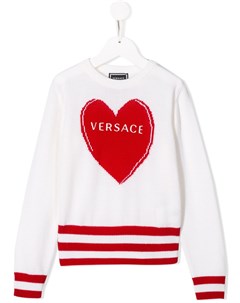 Трикотажный джемпер Heart с логотипом Versace kids