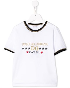 Футболка с вышитым логотипом Dolce & gabbana kids