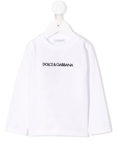 Футболка с длинными рукавами и вышитым логотипом Dolce & gabbana kids