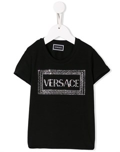 Футболка с декорированным логотипом Versace kids