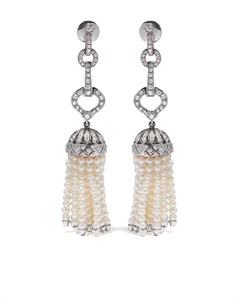 Серьги Tassel из белого золота с жемчугом и бриллиантами Yoko london