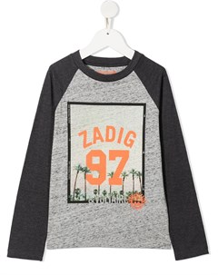 Двухцветная футболка с логотипом Zadig & voltaire kids