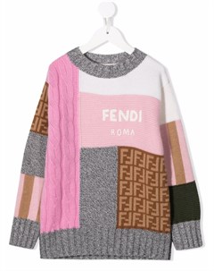 Джемпер в технике пэчворк с логотипом Fendi kids