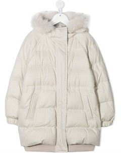 Пуховик с искусственным мехом Brunello cucinelli kids