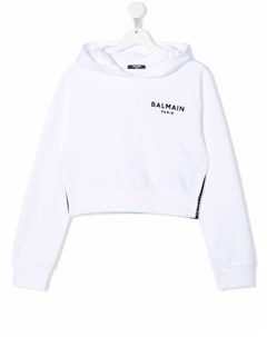 Укороченное худи с логотипом Balmain kids