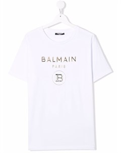 Футболка с тисненым логотипом Balmain kids