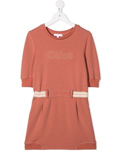 Платье с вышитым логотипом Chloé kids