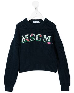 Джемпер вязки интарсия с логотипом Msgm kids