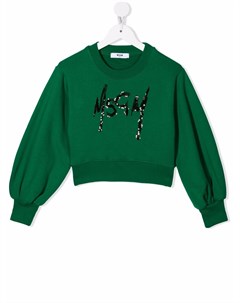 Укороченный джемпер с кристаллами Msgm kids