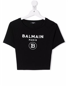 Укороченная футболка с логотипом Balmain kids