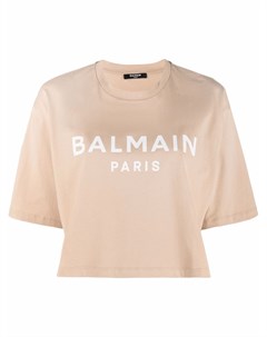 Укороченная футболка с логотипом Balmain