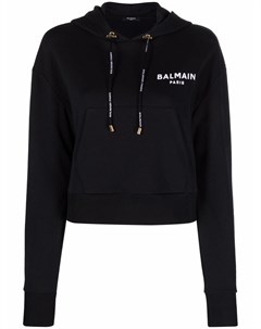 Укороченное худи с логотипом Balmain