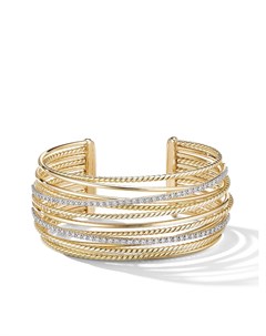 Золотой браслет кафф Crossover с бриллиантами David yurman