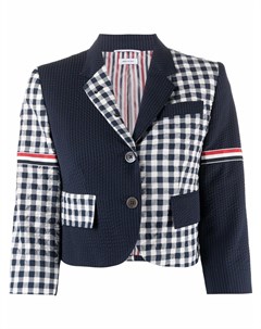 Укороченный пиджак с клетчатыми вставками Thom browne