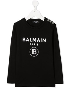 Футболка с длинными рукавами и логотипом Balmain kids