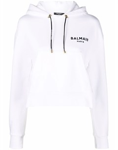 Укороченное худи с логотипом Balmain