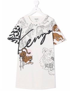 Платье с логотипом и принтом Kenzo kids