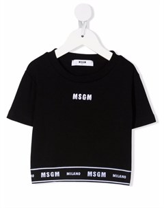 Футболка с вышитым логотипом Msgm kids