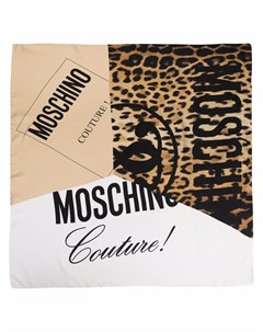 Платок с анималистичным принтом и логотипом Moschino